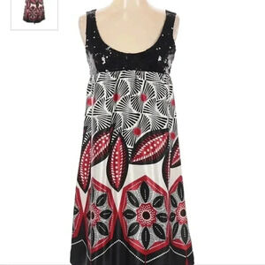 Shadow black,red & white sleeveless mini dress w/ sequins on top Size Medium
